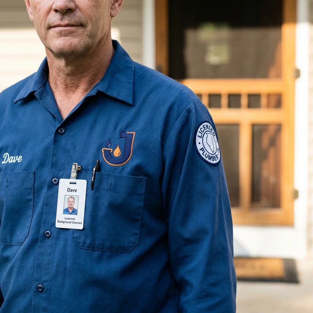 Licensed plumber showing ID badge in Phillipsburg, NJ