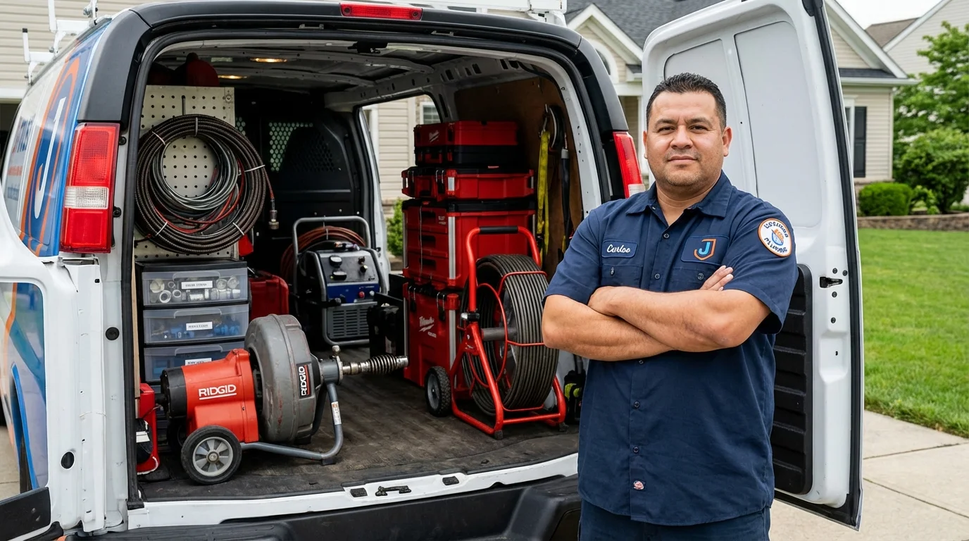Professional drain cleaning equipment and Johns Plumbing LLC plumber in Phillipsburg