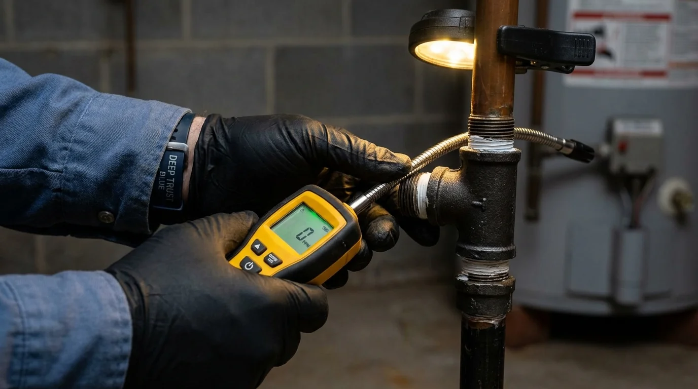 Gas leak detection with electronic sniffer by Johns Plumbing LLC in Phillipsburg