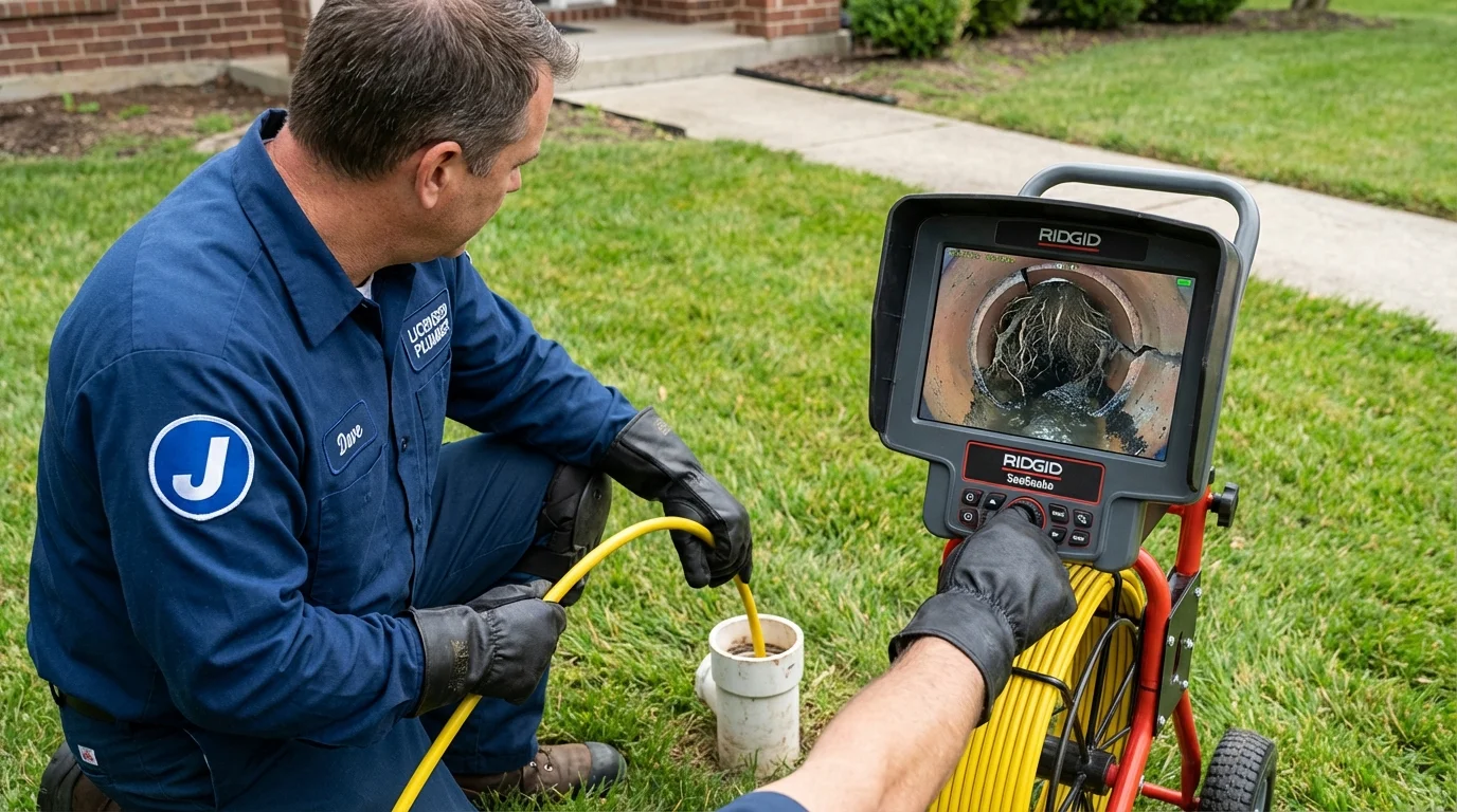 Sewer camera inspection being performed by Johns Plumbing LLC in Phillipsburg