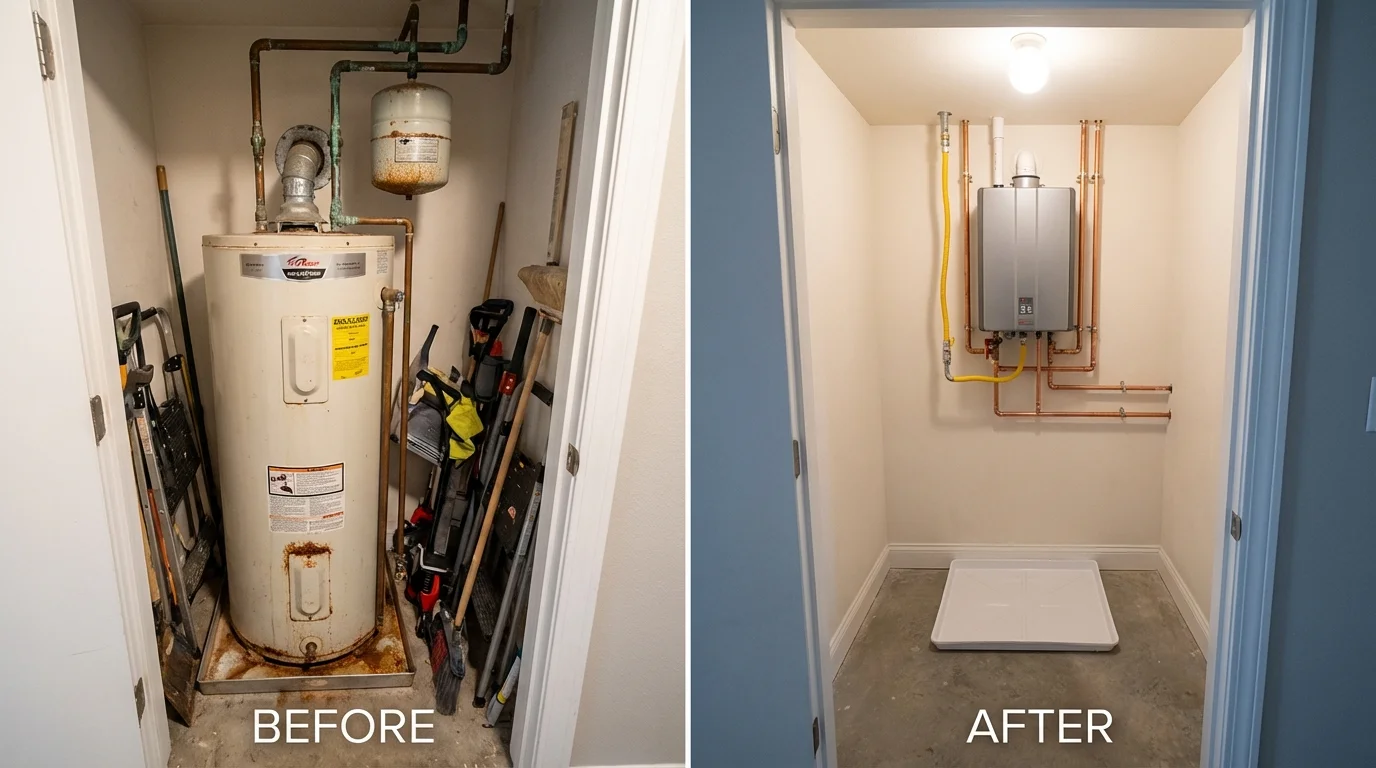 Tank water heater versus wall-mounted tankless unit comparison for Phillipsburg, NJ homeowners